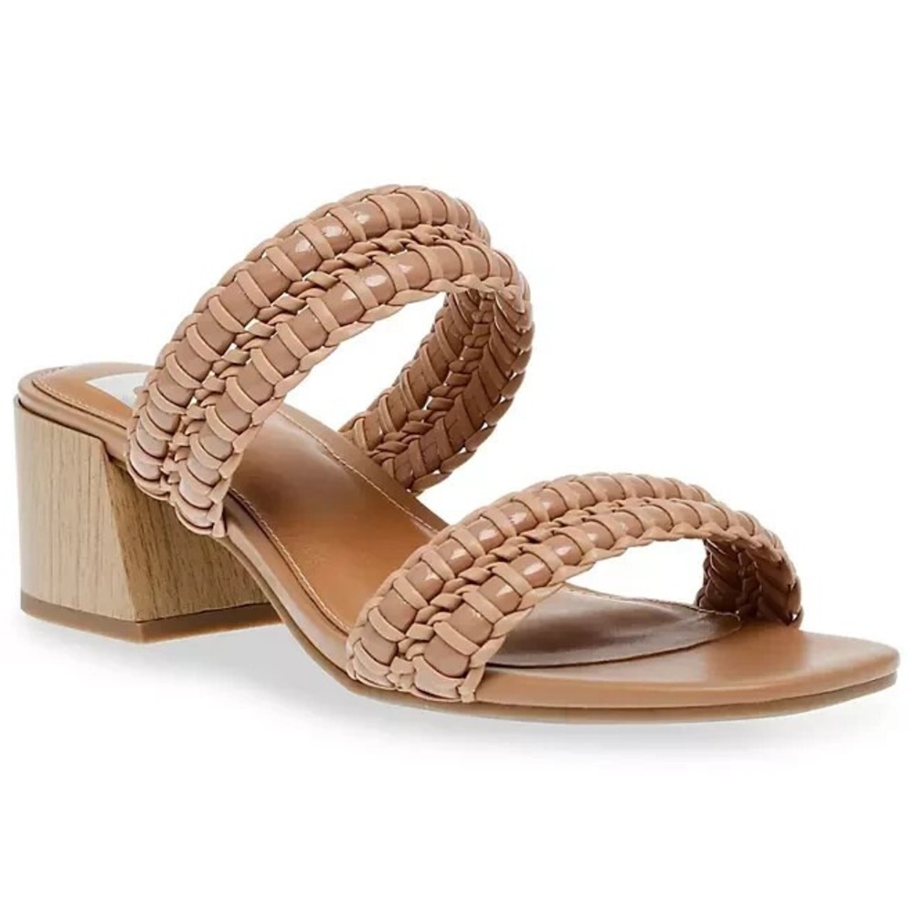DV Dolce Vita Santana Tan Braided Block Heel Slide Sandals Womens Size 10